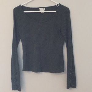 Olive green lace up sleeve t